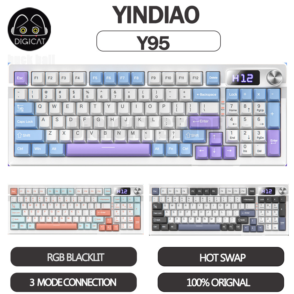 Jual YINDIAO Y95 Mechanical Keyboard 3mode 2.4G/USB/Bluetooth Wireless ...