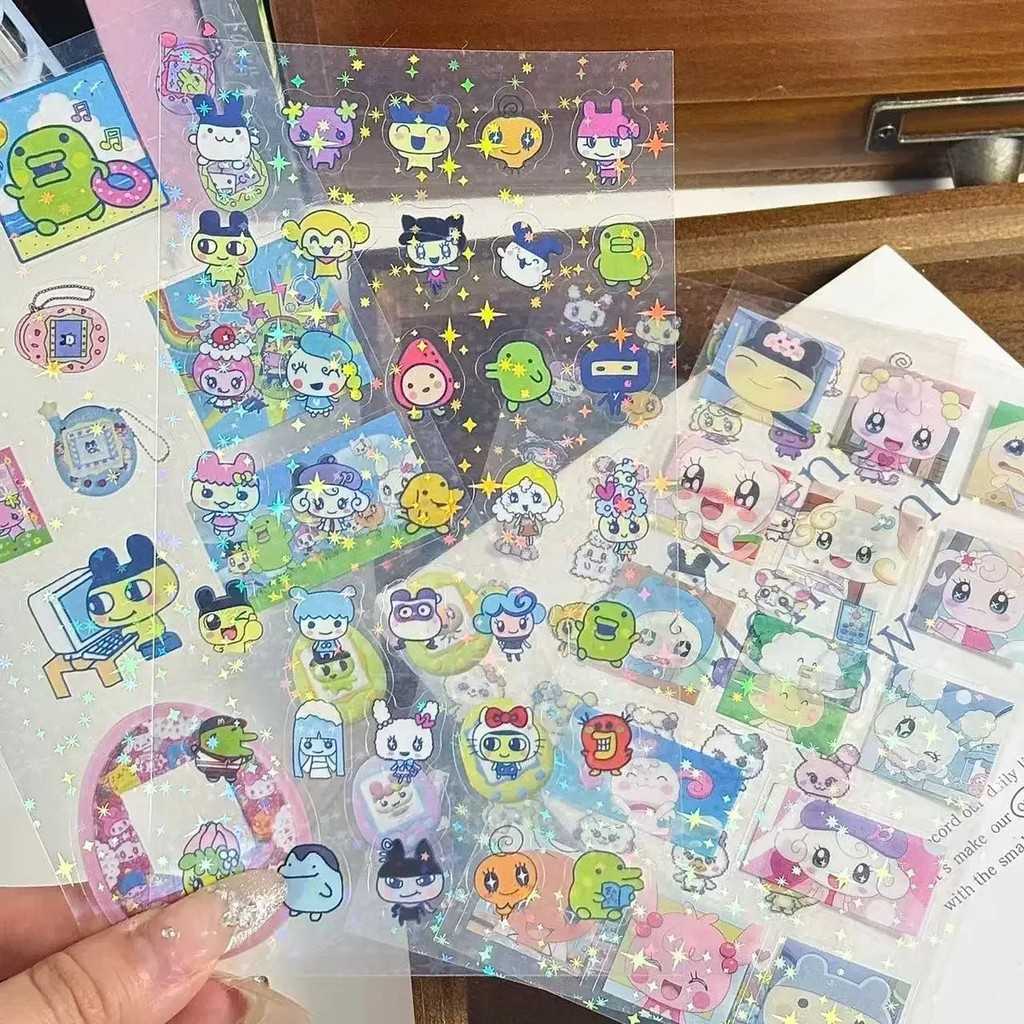 Jual Tamagotchi Double transparent sticker Cartoon pixel Mametchi Laser ...