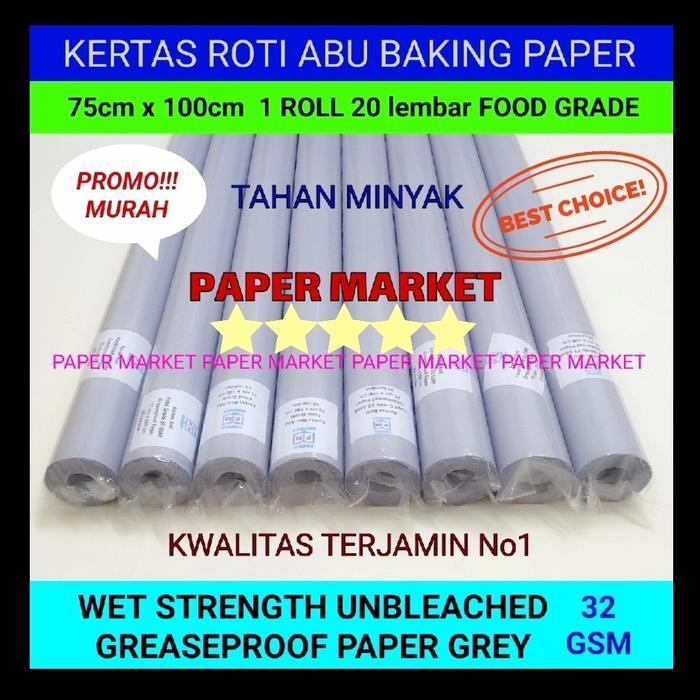 Jual wjb0- Kertas Roti Abu/Baking Paper Grey Uk 75 X 100Cm 32 Gsm (20 ...