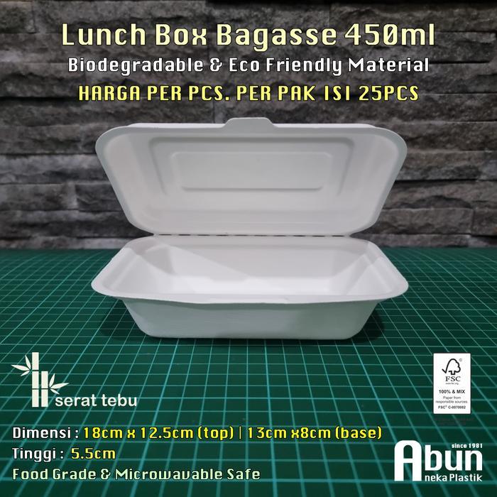 Jual Lunch Box Bagasse / Sugarcane Paper Size M 450ml | Shopee Indonesia
