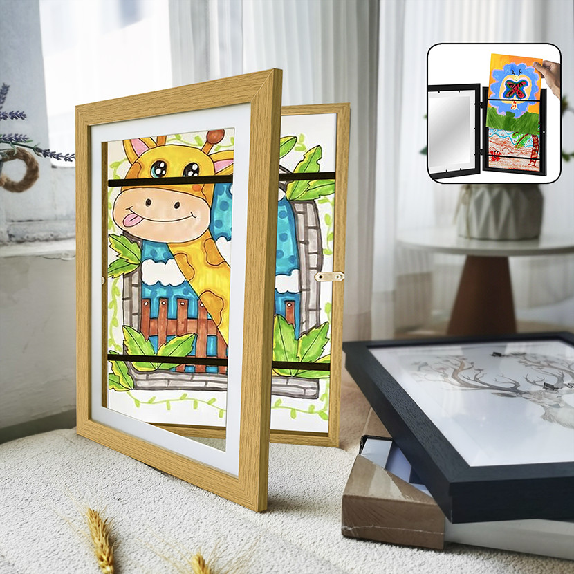 Jual Wood Flap Art Frames Magnetic A4 Photo Frame Framed Picture DIY ...