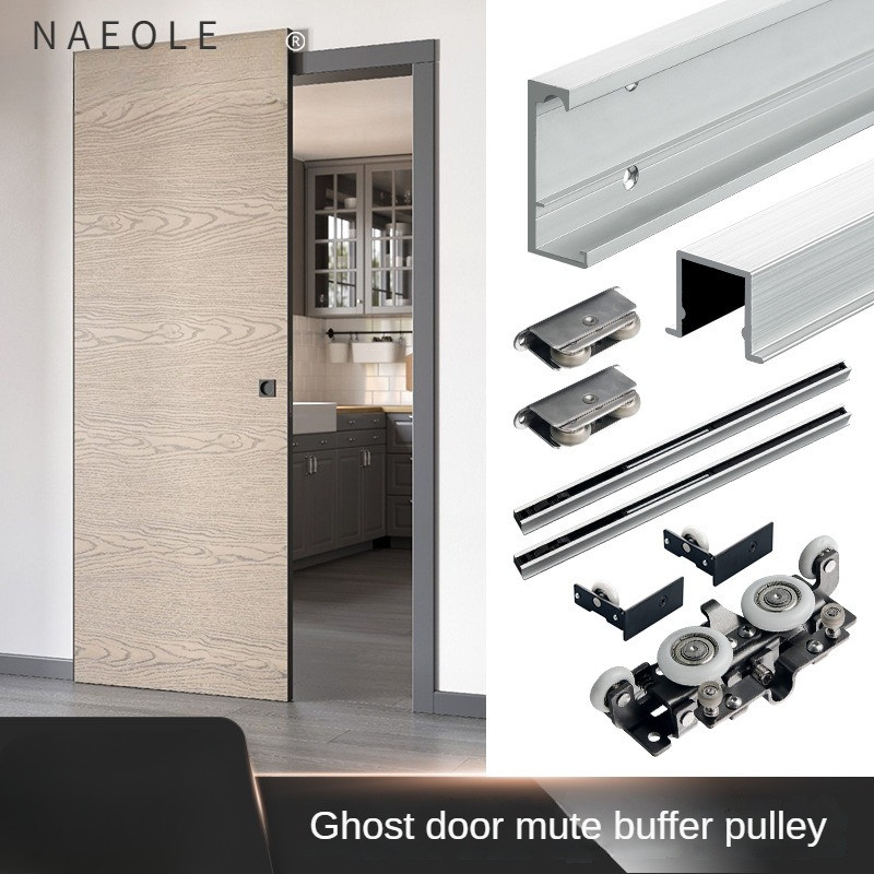 Jual Ghost Door Track Aluminum Frame Invisible Buffer Hanging Wheel ...