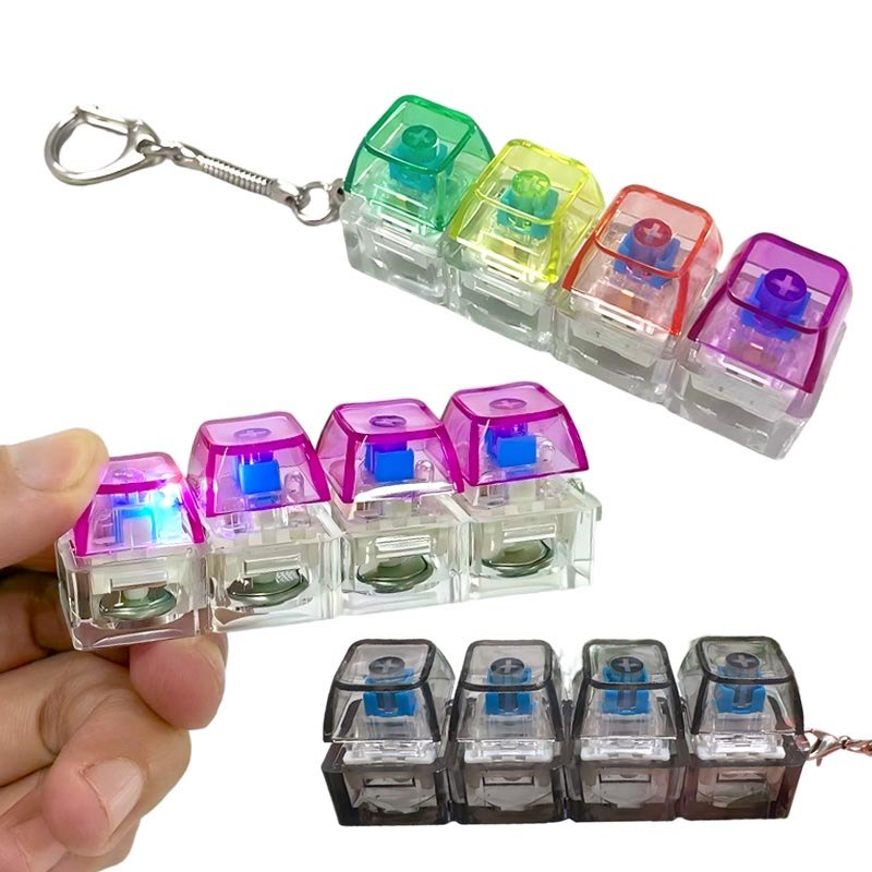 Jual LED Keyboard Keychain Fidget Toys Crystal Clicker Sensory Toy for ...
