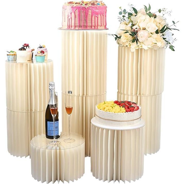 Jual Foldable Paper Columns Display Stand,Cream White Wedding ...