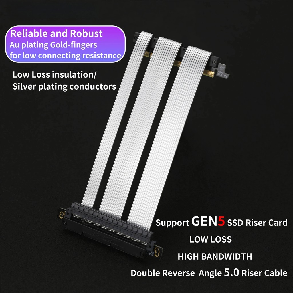 Jual 64Gb/S Pcie 5.0 X16 Riser Cable Silver-Plated [Rtx 5090 4090] Gpu ...