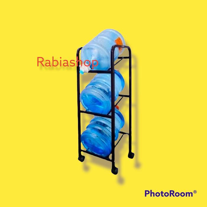 Jual mega_clean- rak galon susun 3 roda hitam | Shopee Indonesia