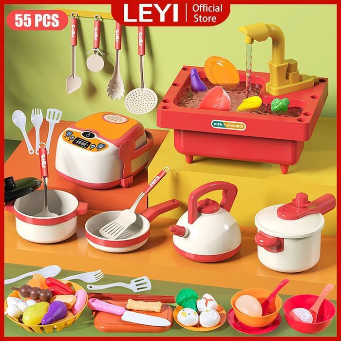 Jual Berkualitas! LEYI New Anak Kitchen Set Mainan Anak Cooking Set ...
