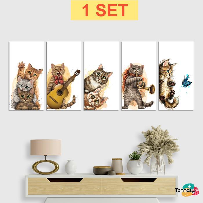 Jual Promo Tennesy Hiasan Dinding Kucing Lucu 1 Set 75X30Cm Bingkai ...
