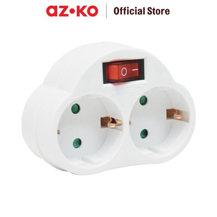Jual AZKO Krisbow Stop Kontak Schuko 2 Soket Dengan Switch - Putih ...
