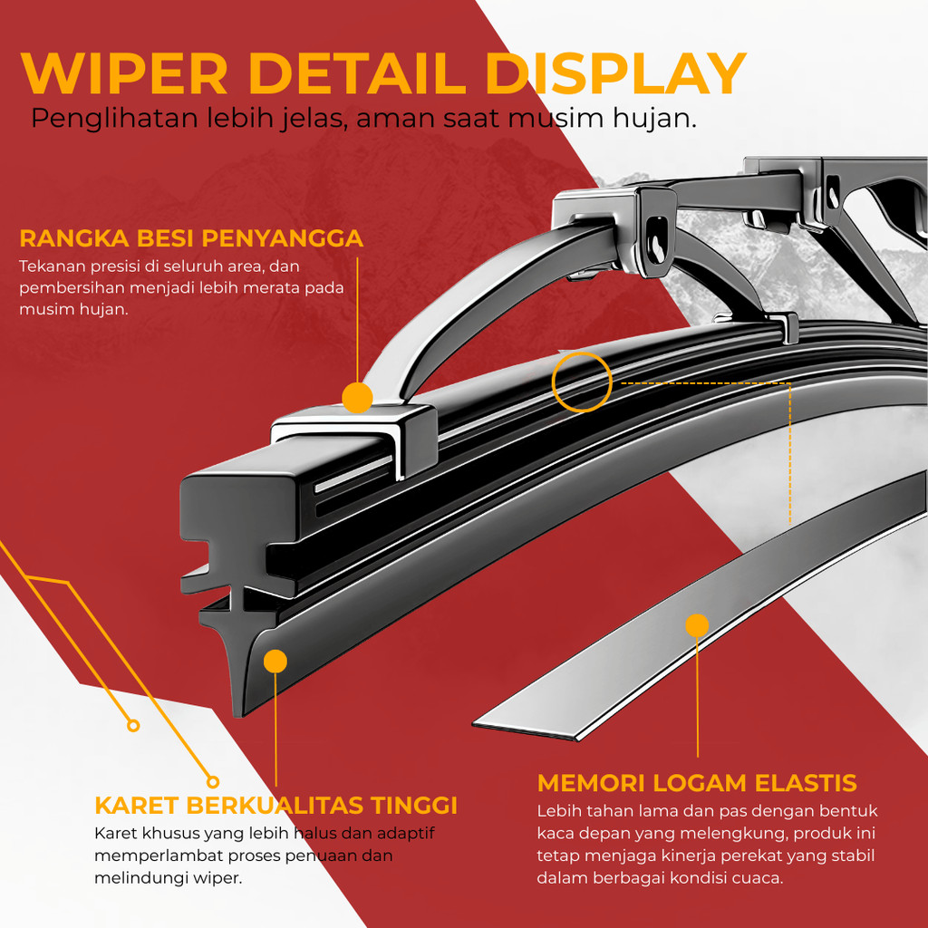 Front Pair Aero Flat Wiper Blades For Mazda 323 BJ 01/98-01/04 – 21/19 Inch Hook