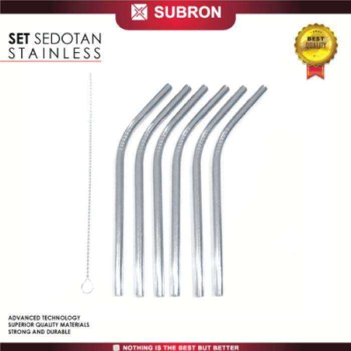 Jual SUBRON Sedotan set 7 in1 22cm Bengkok besar stainless dengan sikat ...