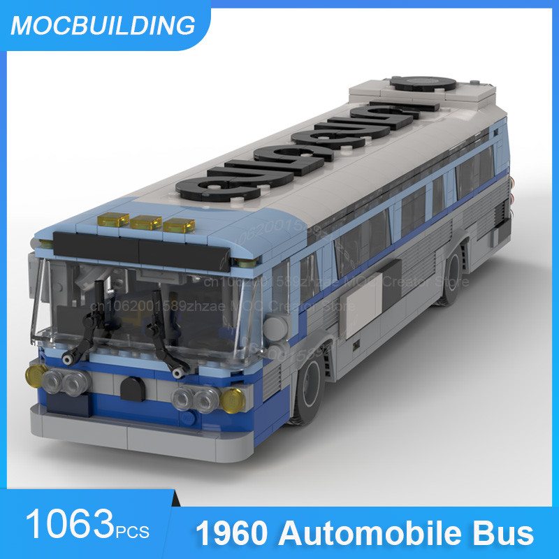 Jual MOC Building Blocks 1960 Automobile Bus Model DIY Assemble Bricks ...