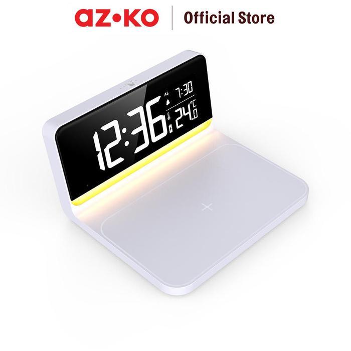 Jual Azko Forhom Jam Meja Led Digital Dengan Wireless Charger - Putih ...
