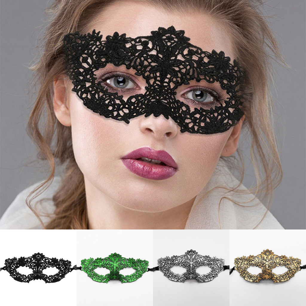 Jual Women Hollow Lace Mask Masquerade Party Cosplay Prom Pro Face Mask ...