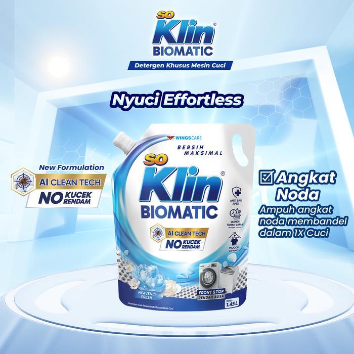 Jual l9to- Soklin Biomatic Heavenly Fresh Detergen Cair 1450 Ml X3 ...