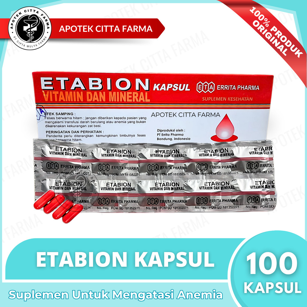 Jual Etabion Kaplet 1 Box - Suplemen Penambah Darah Dan Multivitamin ...