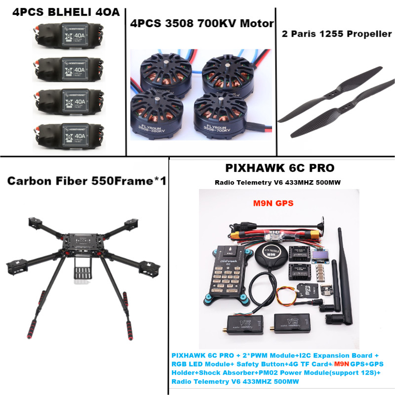 Jual F550 Hexa Frame Pixhawk 6C Pro M8N/M9N/M10 Flight Control Carbon ...