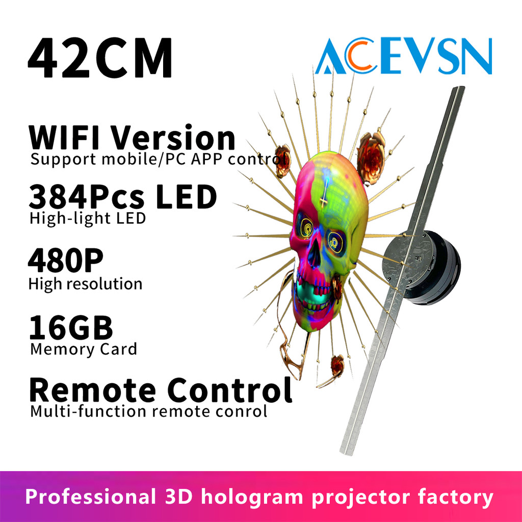 Jual 42CM 384Pcs WIFI hologram 3d fan projector Advertise Imaging Logo ...