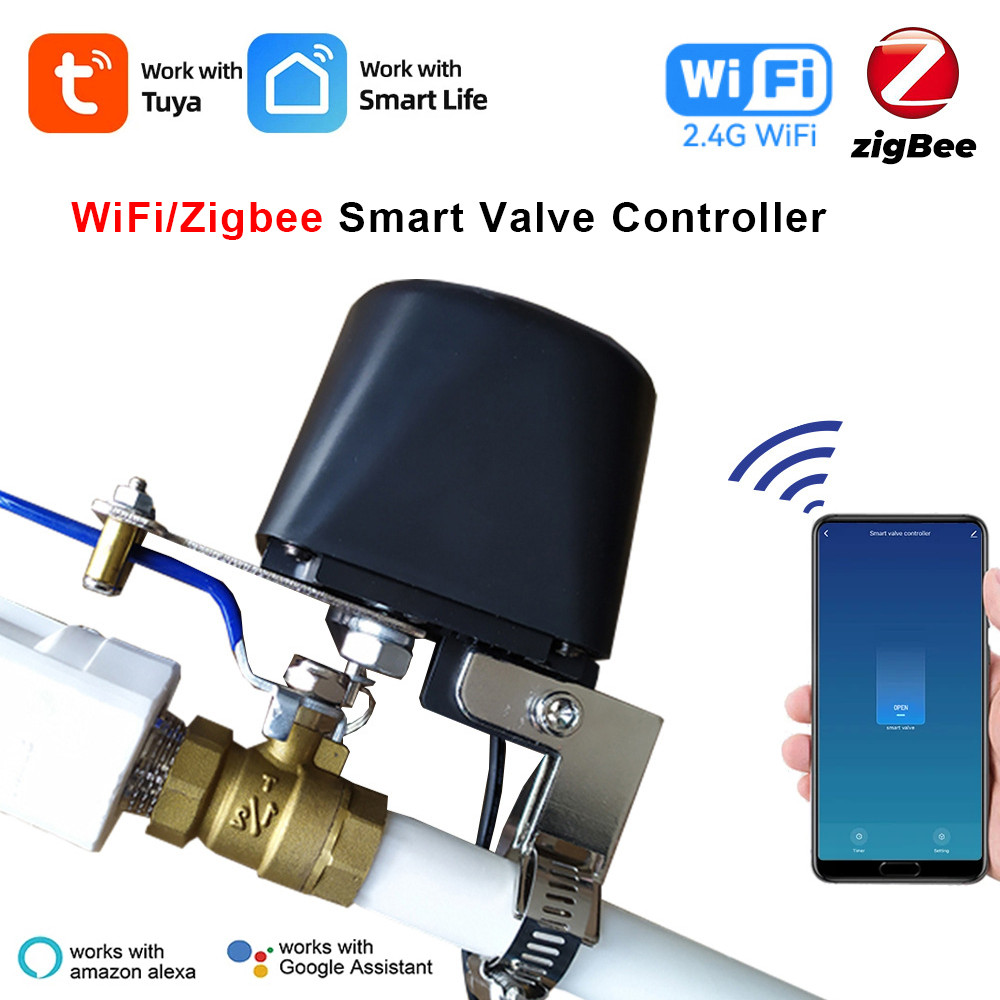 Jual Tuya WiFi Zigbee Gas Water Valve Controller Smart Home Automation ...