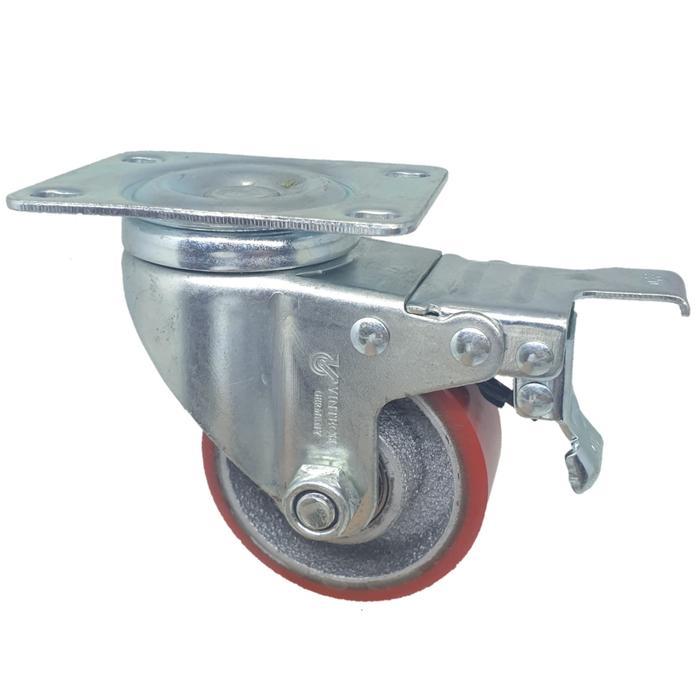 Jual Roda Pu Flat Besi Cor Medium Duty Vintech Germany 3 Inch Plat Rem ...
