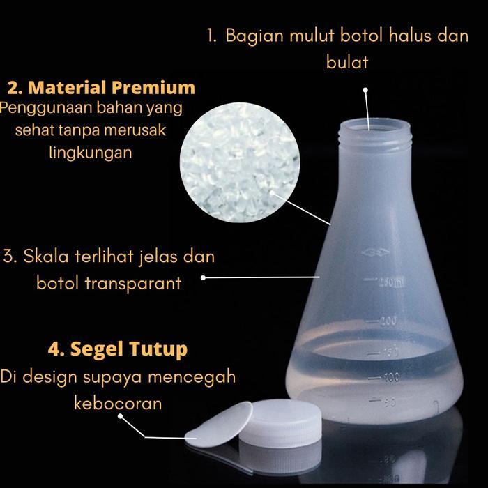 Jual Tabung Ukur Lab Labu Kerucut Erlenmeyer Flask Gelas Ukur dan Tutup ...