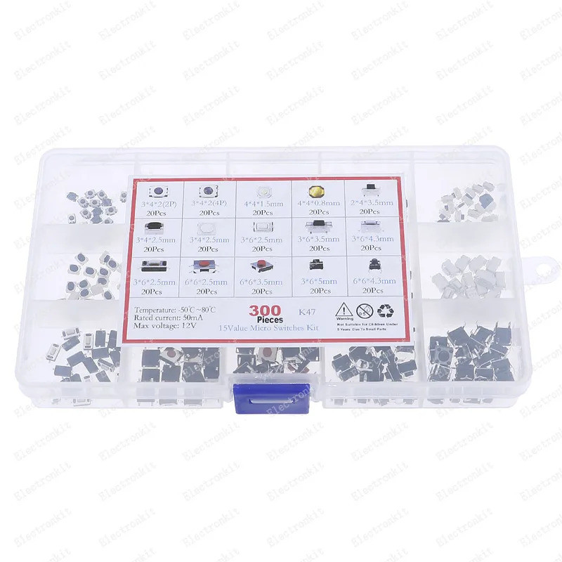 Jual 300Pcs 15-Types Tactile Push Button Switch Car Remote Control Keys ...