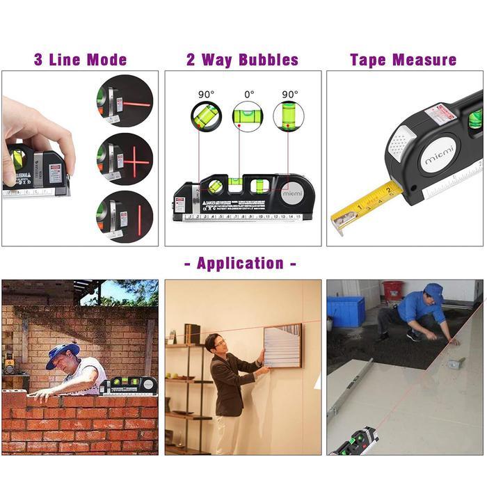 Jual LASER LEVEL PRO 3IN1 PLUS METERAN-ALAT BANTU UKUR DESAIN INTERIOR ...
