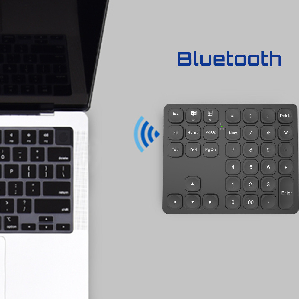 Jual BOW Dual Bluetooth Numeric Keyboard Rechargeable Wireless Number ...