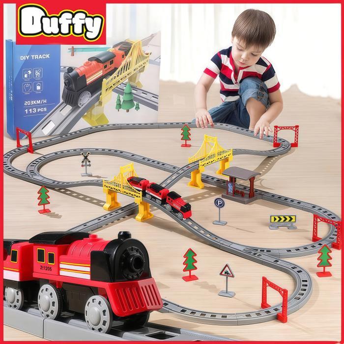 Jual Duffy toys Kereta Api Mainan Anak Perakitan Listrik Miniatur Rel ...