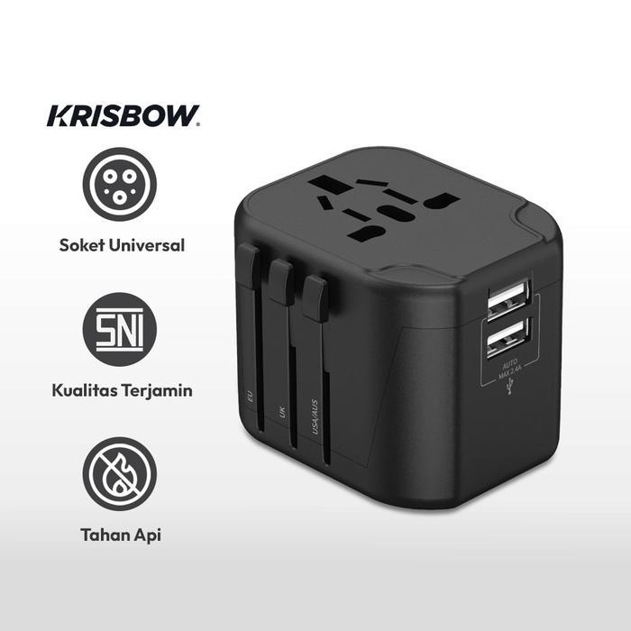 Jual AZKO KRISBOW STEKER TRAVEL ADAPTOR USB UNIVERSAL SOCKET ELECTRIC ...