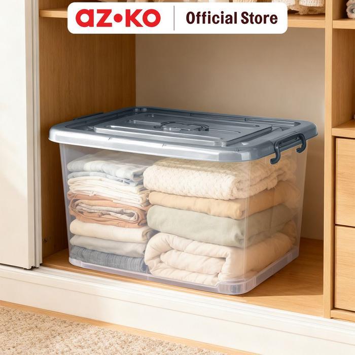 Jual AZKO Stora 65 ltr Claro Kotak Penyimpanan Dengan Tutup Clips - Abu ...
