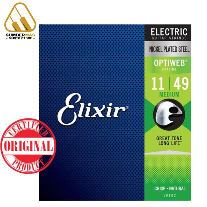 Jual ELIXIR 19102 Optiweb Electric Guitar Strings, Medium 11-49 Senar ...