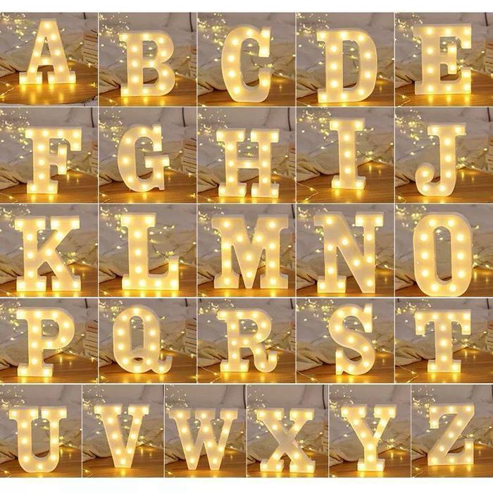 Jual LAMPU LED HURUF ALFABET 3D A-Z WARM WHITE LAMPU LED DEKORASI HIAS ...