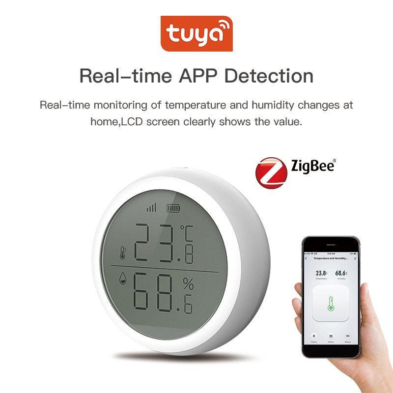 Jual Tuya ZigBee Smart Temperature And Humidity Sensor Home Indoor ...