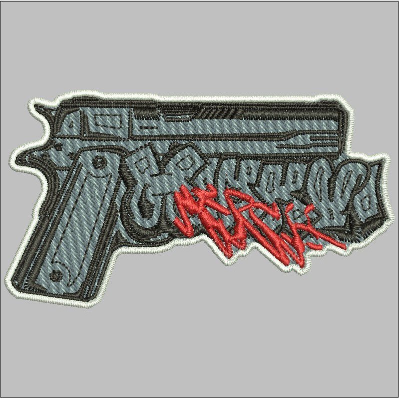 Jual NC-098 PISTOL-GUN GRAFFITI ART GREY PATCH BORDIR LOGO UKURAN DADA ...