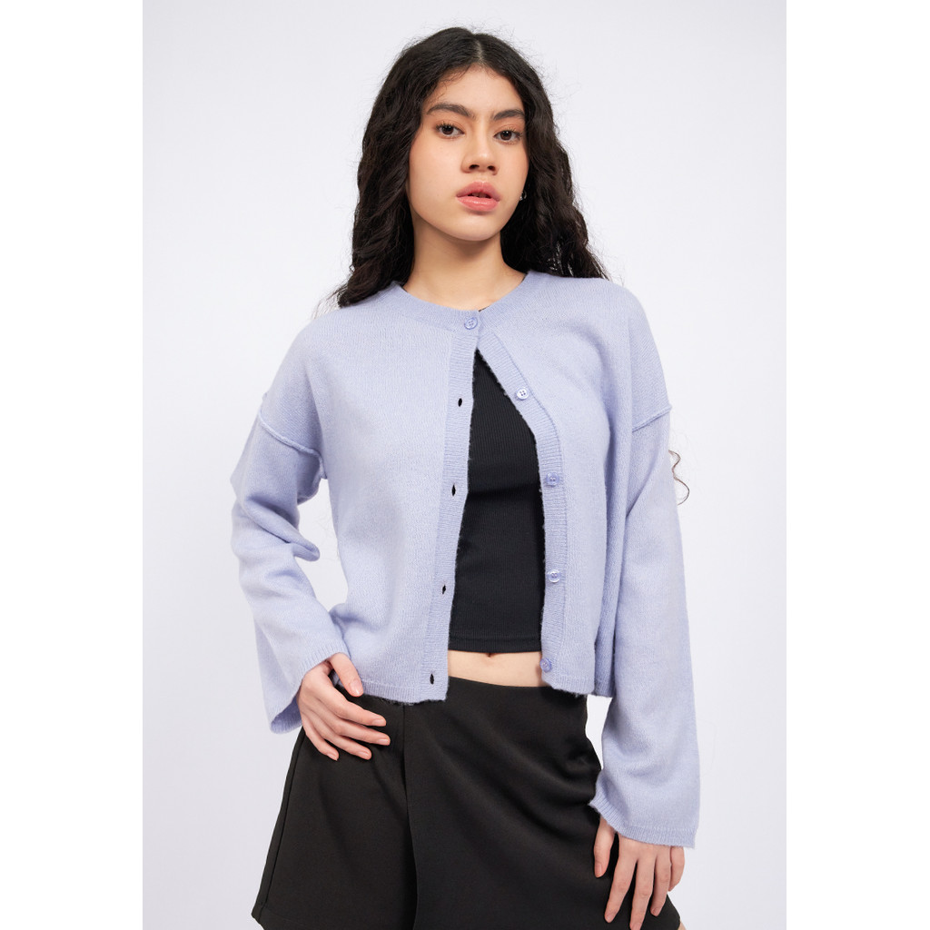 Jual COLORBOX Long Sleeve Brushed Cardigan Lilac | Shopee Indonesia