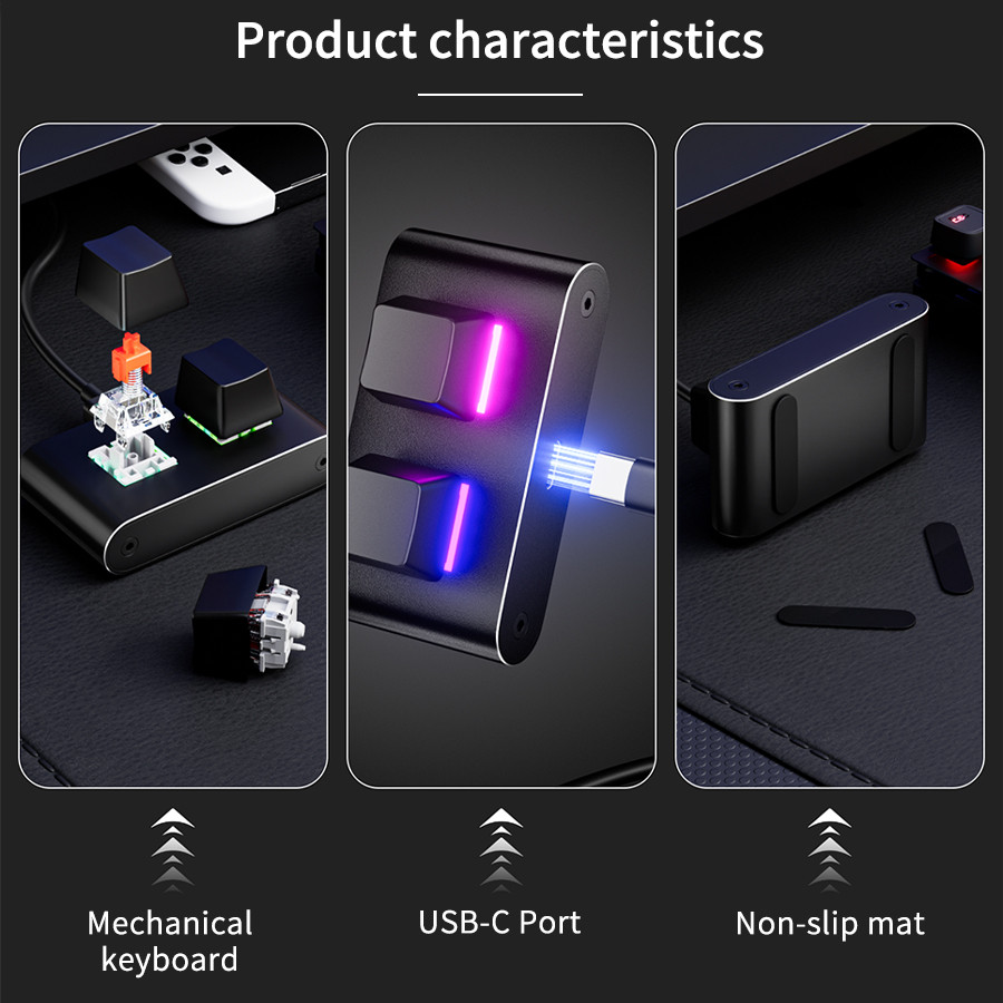 Jual USB Wired 2 Keys Mechanical Keyboard Custom Programming Keypad Hot ...