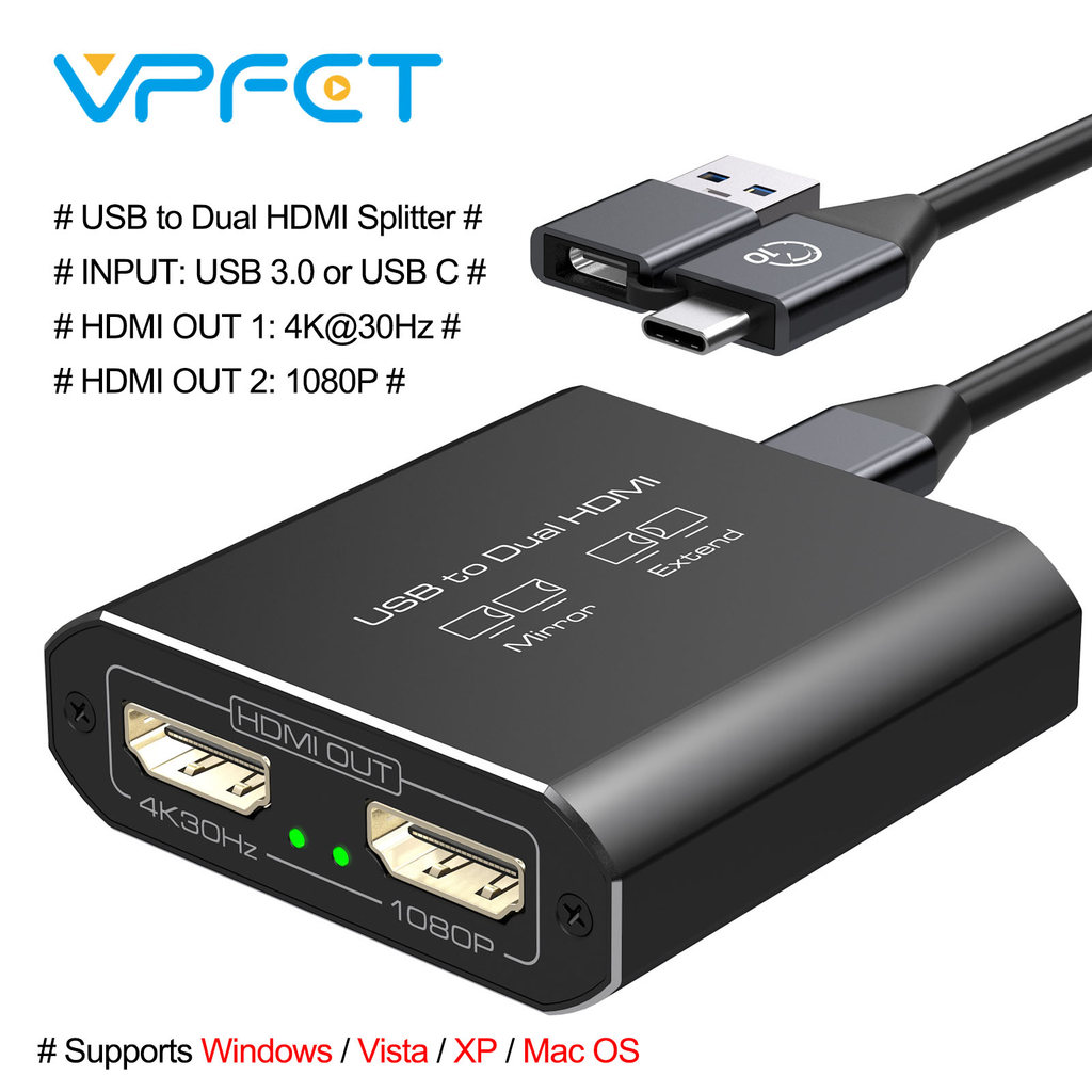 Jual USB to Dual HDMI Splitter DisplayLink Adapter for Dual Monitors ...
