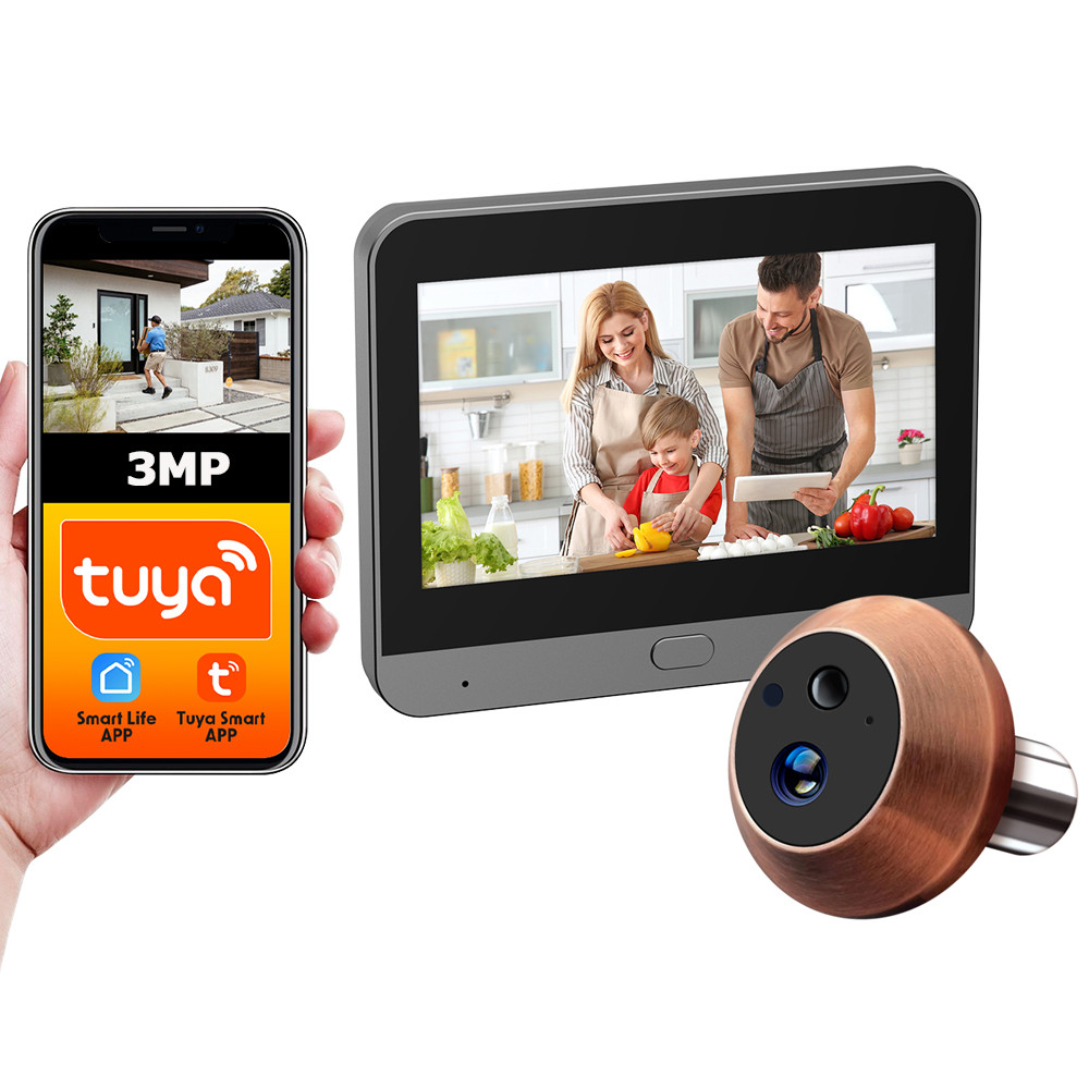 Jual Mini Tuya Smart Life APP Tuya 3MP 2.4Ghz WiFi Magic Door Peephole ...