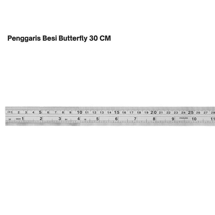Jual BESI 30cm Penggaris Butterfly Stainless Steel Ruler Mistar ...