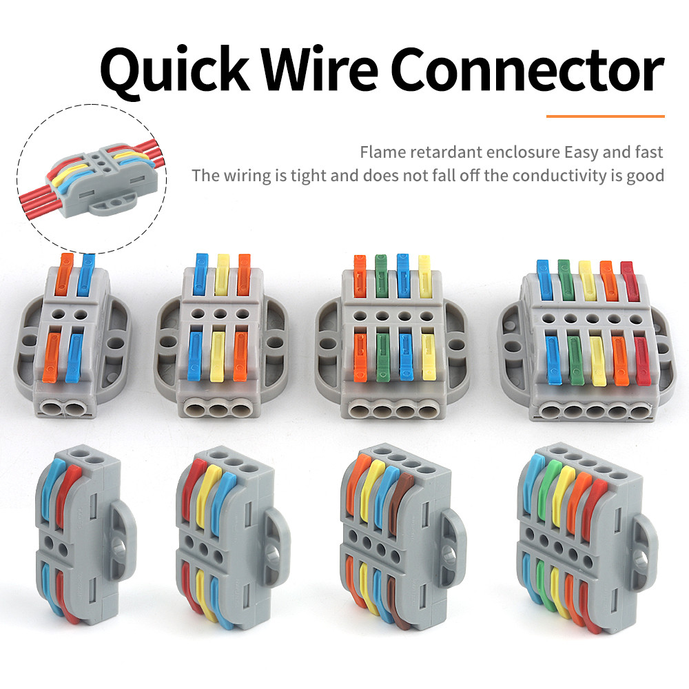 Jual NEW 5PCS Fast Push-in Wire Connectors Universal Compact Conductor ...