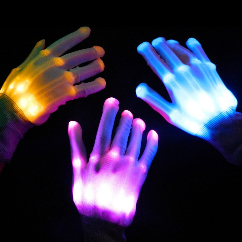 Jual Party LED children's gloves neon lights Halloween lights props ...