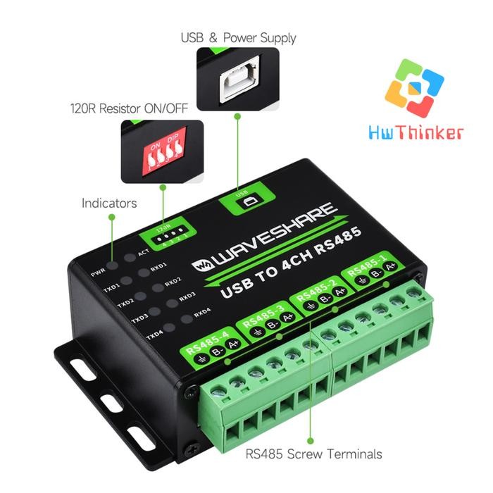 Jual Waveshare Industrial Converter Usb To 4Ch 4 Ch 4 Channel Rs485 ...
