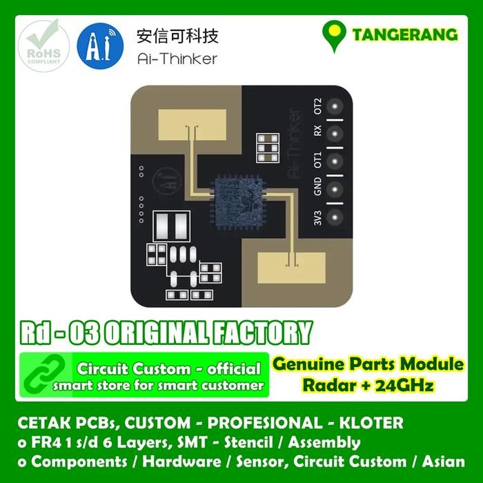 Jual AI THINKER MODUL UART RD03 RD-03 SENSOR RADAR 24G ONBOARD ANTENNA ...