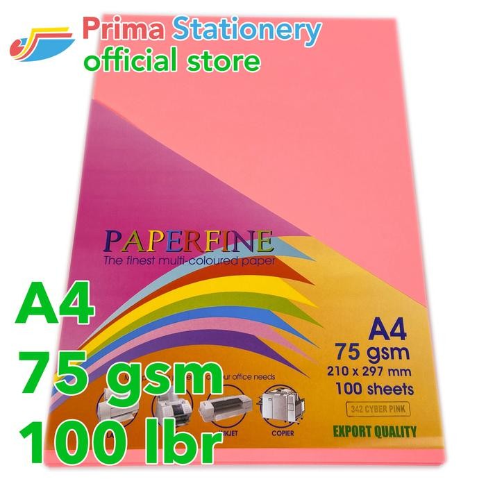 Jual Paperfine Kertas HVS Warna A4 IT 342 Cyber Pink isi 100 lbr [TC ...