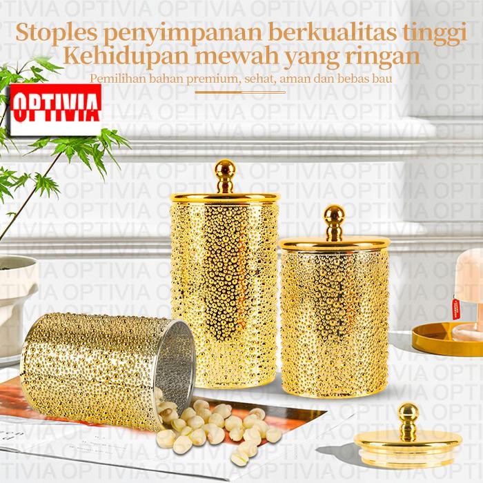 Jual OPTIVIA Toples titik emas set mewah / Storage Container Transparan ...