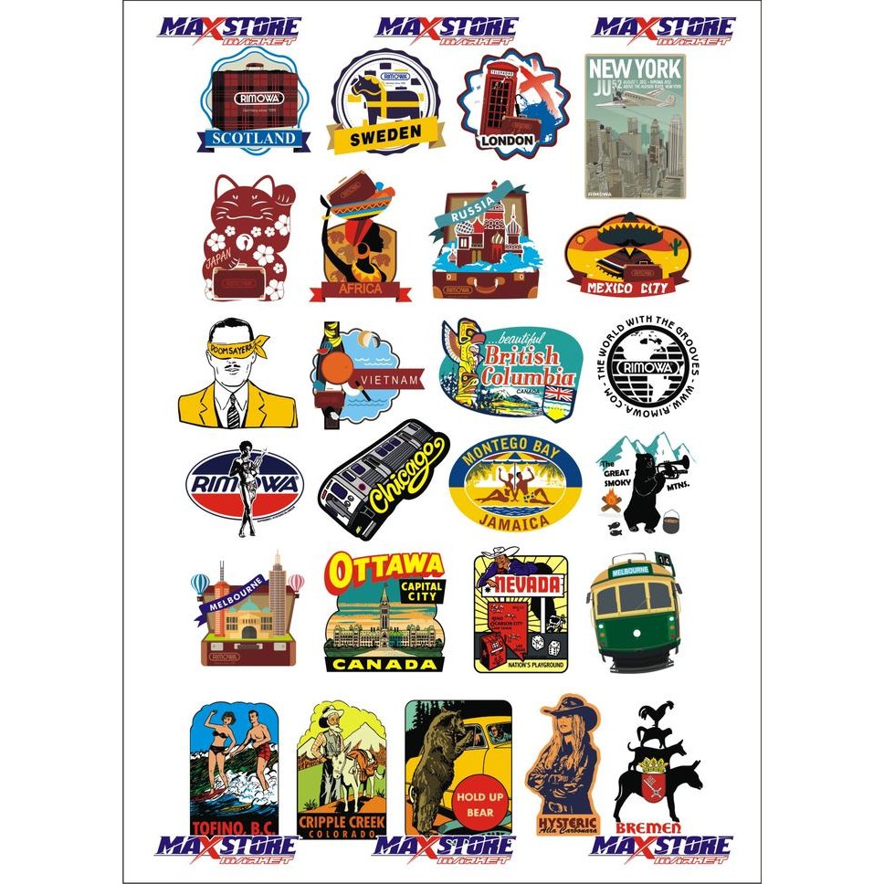 Jual stiker koper / sticker negara / sticker koper / sticker travel ...