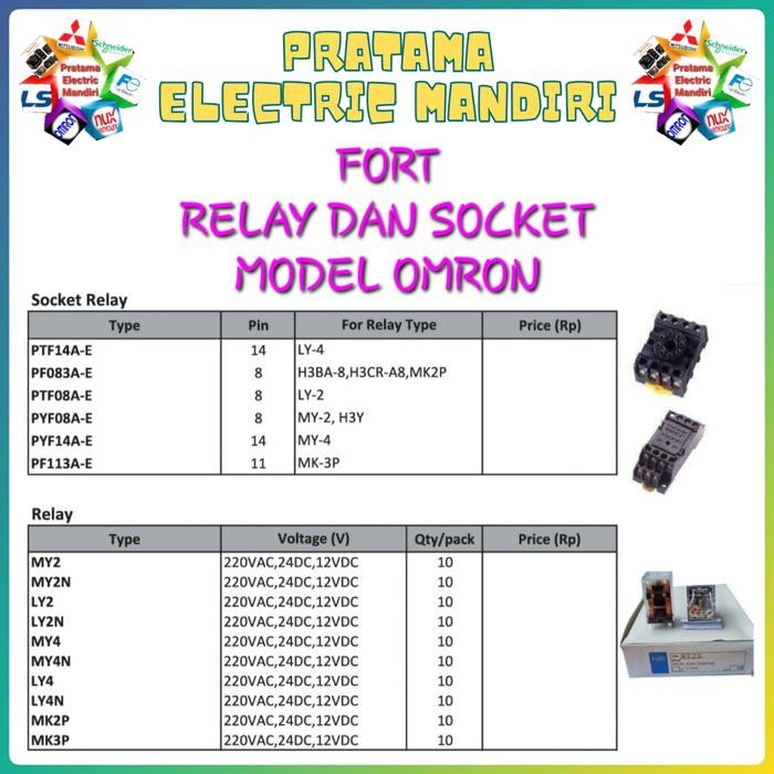 Jual 3da1- Fort Relay My2N 12Vdc 12V / 24Vdc 24V / 220Vac 220V / Socket ...