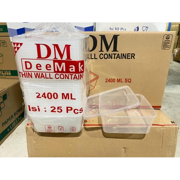 Jual KOTAK MAKAN PERSEGI 2400ML - BOX THINWALL FOOD CONTAINER - ISI ...