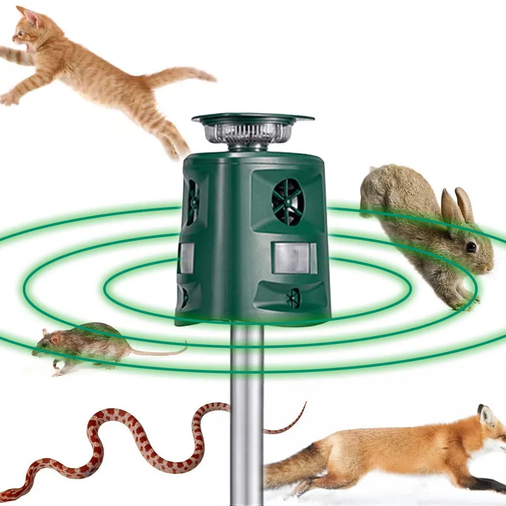 Jual NEW Ultrasonic Animal Repeller Outdoor Waterproof Solar Animal ...
